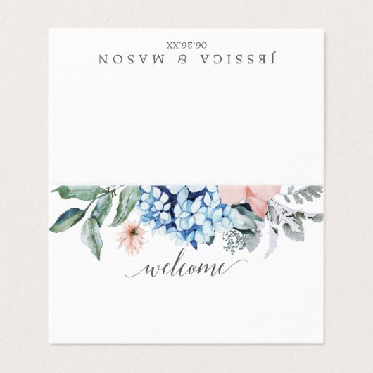 Navy Blooms Place-kaarten Visitekaartje (Buitenkant ongevouwen)