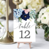 Navy Blooms Table Kaarten Wedstrijkgetallen