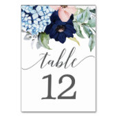 Navy Blooms Table Kaarten Wedstrijkgetallen (Achterkant)