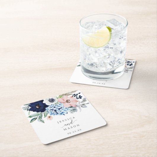 Navy Blooms Weddenschap Onderzetters (Insitu)