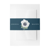 Navy Blooms Wedding Invitation Belly Bands Anemone Uitnodigingen Wikkel (Voorkant Voorbeeld)