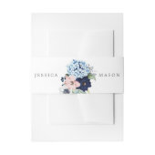 Navy Blooms Wedding Invitation Belly Bands Uitnodigingen Wikkel (Voorkant Voorbeeld)