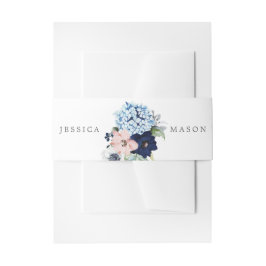 Navy Blooms Wedding Invitation Belly Bands Uitnodigingen Wikkel