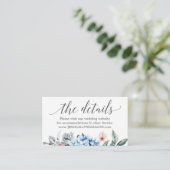 Navy Blooms Wedding Website Insert Kaart (Staand voorkant)
