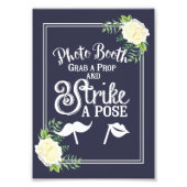 Navy blu Ivory Chic Roos bruiloft Foto Booth Foto Afdruk (Voorkant)