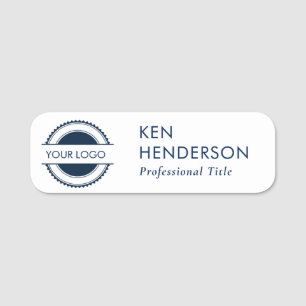 Navy-BluBlack en White Logo Naamplaatje