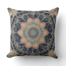 Navy Blue 0range Beige Mandala Print