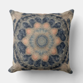 Navy Blue 0range Beige Mandala Print Kussen
