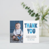 Navy & Blue 1st Birthday Dank je Briefkaart (Staand voorkant)