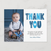 Navy & Blue 1st Birthday Dank je Briefkaart (Voorkant)