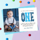 Navy & Blue 1st Birthday Hartelijk dank Bedankkaart