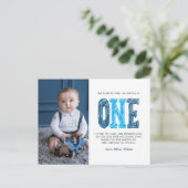 Navy & Blue 1st Birthday Hartelijk dank Briefkaart (Staand voorkant)