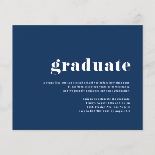 Navy Blue 2025 Bold Typography Foto Afstuderen (Achterkant)
