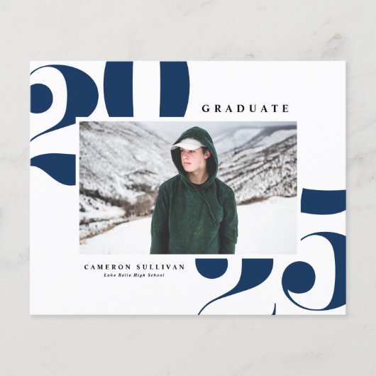 Navy Blue 2025 Bold Typography Foto Afstuderen (Voorkant)