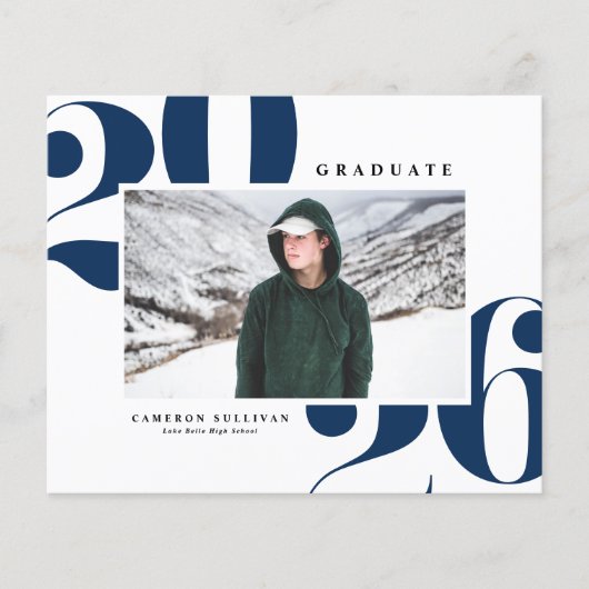 Navy Blue 2025 Bold Typography Foto Afstuderen (Voorkant)