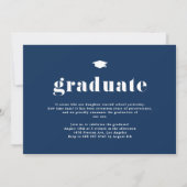 Navy Blue 2025 Bold Typography Foto Afstuderen Kaart (Achterkant)