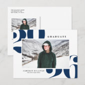 Navy Blue 2025 Bold Typography Foto Afstuderen Uitnodiging Briefkaart (Voorkant / Achterkant)