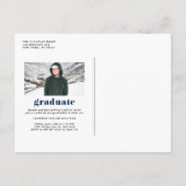 Navy Blue 2025 Bold Typography Foto Afstuderen Uitnodiging Briefkaart (Achterkant)
