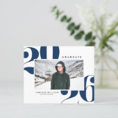 Navy Blue 2025 Krachtige Typografie Foto Afstudere (Staand voorkant)