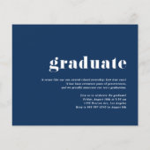 Navy Blue 2025 Krachtige Typografie Foto Afstudere (Achterkant)