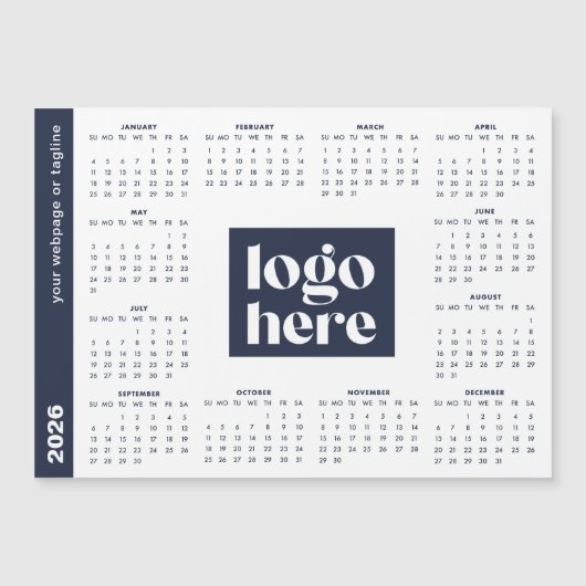 Navy Blue 2026 Zakelijk Uw Logo Branded Kalender (Voorkant)