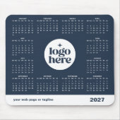 Navy Blue 2027 Zakelijk Logo Agenda Muismat  (Voorkant)