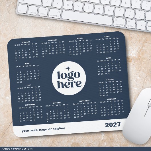 Navy Blue 2027 Zakelijk Logo Agenda Muismat 