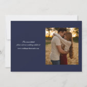 Navy Blue 2 Foto Elegant Script Wedding Save The Date (Achterkant)