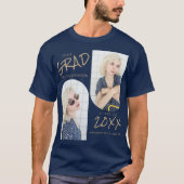 Navy Blue 2 Gebogen Foto Afstuderen T-shirt (Voorkant)