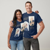 Navy Blue 2 Gebogen Foto Afstuderen T-shirt (Unisex)
