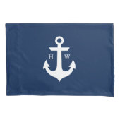Navy Blue 2-Letter Anchor Monogram Kussensloop (Voorkant)