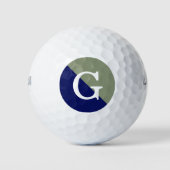 Navy Blue 2 Tone Diag Initiaal Monogram Golfballen (Voorkant)