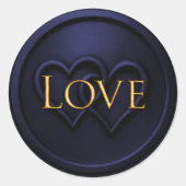 Navy Blue 2 Two Hearts Gold Love Wedding Ronde Sticker (Voorkant)