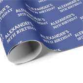 Navy Blue 30ste verjaardag naam leeftijd Cadeaupapier (Rol Hoek)