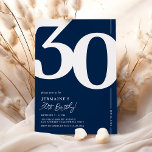 Navy Blue 30ste verjaardag uitnodiging<br><div class="desc">Klassieke marineblauwe 30e verjaardagsfeestuitnodigingen met het nummer '30' in een groot gedurfd serif-lettertype en een moderne invite-sjabloon die gemakkelijk te personaliseren is.</div>