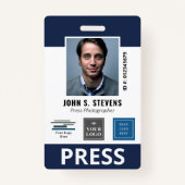 Navy Blue 3 Logos Press ID Badge (Voorkant)