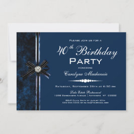 Navy Blue 40th Birthday Party Kaart
