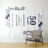 Navy Blue 50th Jubileum Photo Booth Achtergrond Wandkleed (In Situ (horizontaal))