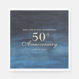 Navy Blue 50th Wedding Jubileum Servet