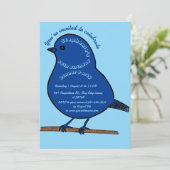 Navy Blue 60e verjaardag Schattigee vogel Dinner P Kaart (Staand voorkant)