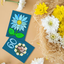 Navy Blue 60ste verjaardag Eenvoudige Blauwe Zonne