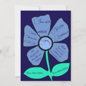 Navy Blue 60ste verjaardag Eenvoudige Doodle Flowe Kaart (Voorkant)