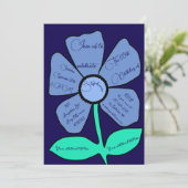 Navy Blue 60ste verjaardag Eenvoudige Doodle Flowe Kaart (Staand voorkant)