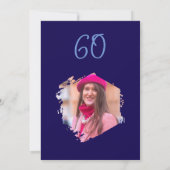 Navy Blue 60ste verjaardag Eenvoudige Doodle Flowe Kaart (Achterkant)