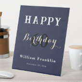 Navy Blue 60ste verjaardag Reclamebord Met Voetstuk (Insitu)