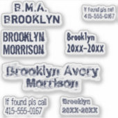 Navy Blue 7 Aangepast Teksten met naam Cool Decal  Sticker (Voorkant)