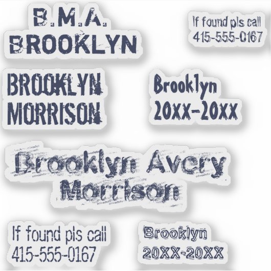 Navy Blue 7 Aangepast Teksten met naam Cool Decal Sticker (Voorkant)