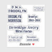 Navy Blue 7 Aangepast Teksten met naam Cool Decal Sticker (Vel)