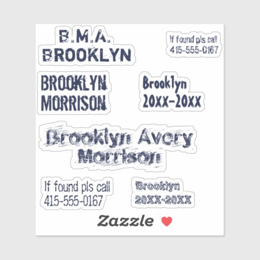 Navy Blue 7 Aangepast Teksten met naam Cool Decal  Sticker (Vel)