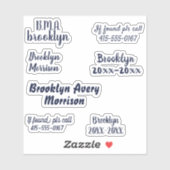 Navy Blue 7 Custom Teksten Name Script Decale Scho Sticker (Vel)